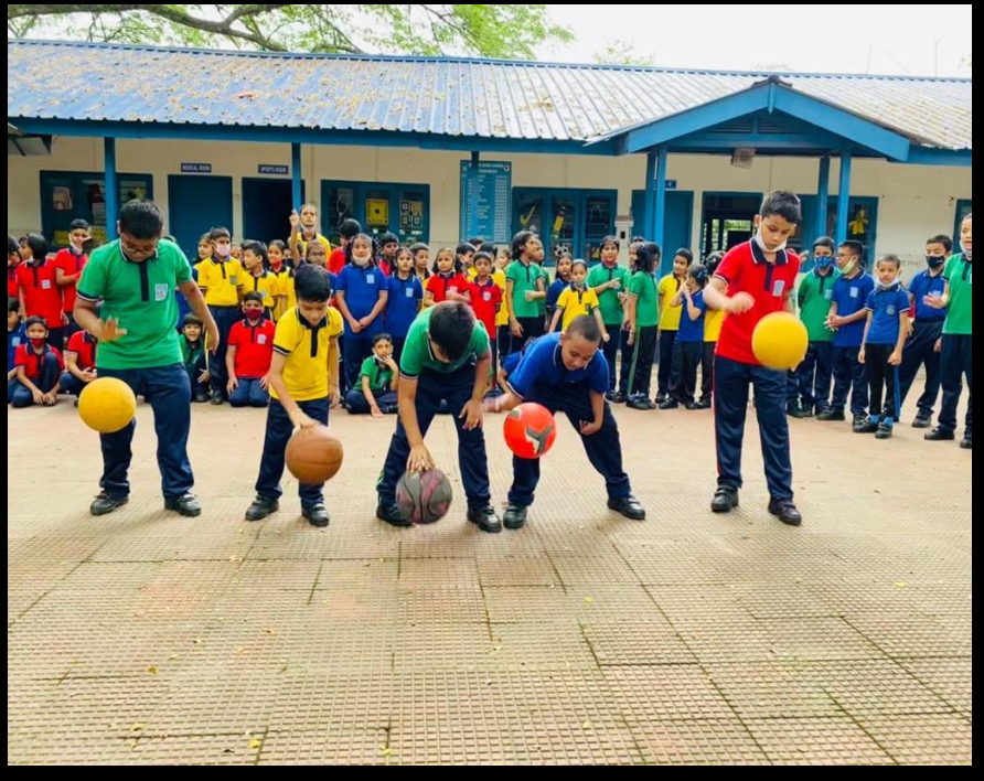 Students playing on playground